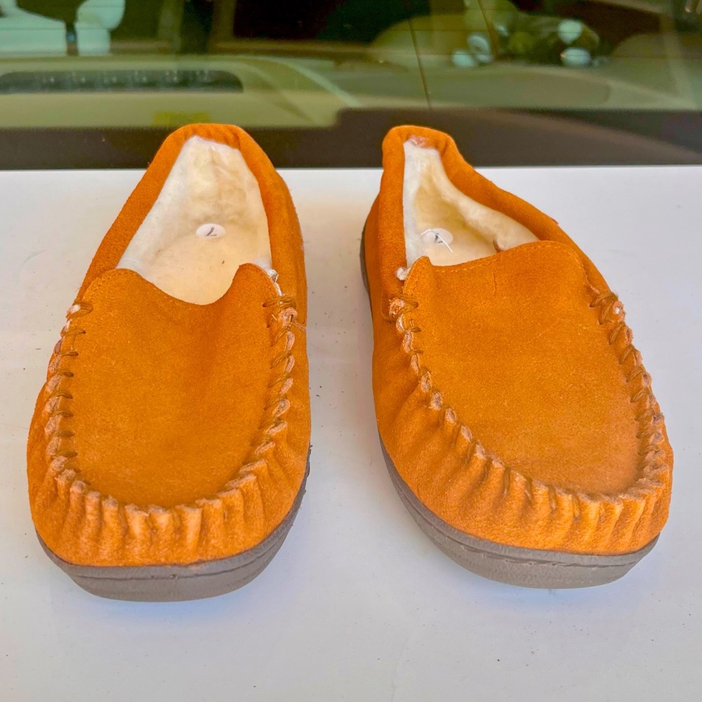 Alpine Swiss Mens Yukon Suede Shearling Slip On Moccasins Size 7